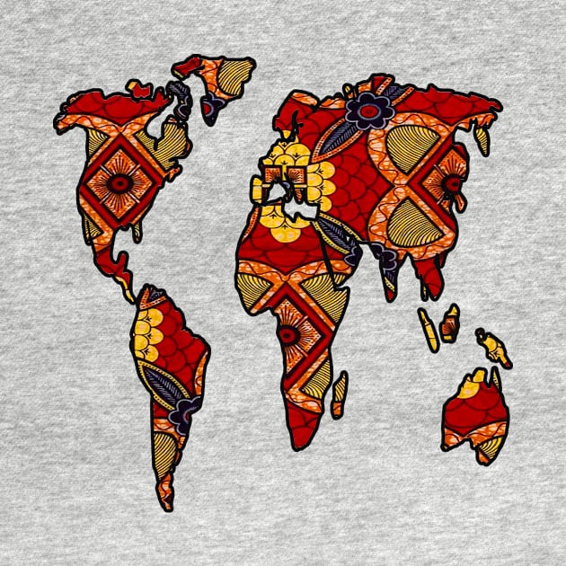 Red and Navy World Map by artbyomega